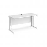 Maestro 25 straight desk 1400mm x 600mm - white cable managed leg frame, white top MCM614WHWH