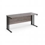 Maestro 25 straight desk 1600mm x 600mm - black cable managed leg frame, grey oak top MCM616KGO