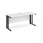 Maestro 25 straight desk 1600mm x 600mm - black cable managed leg frame and white top