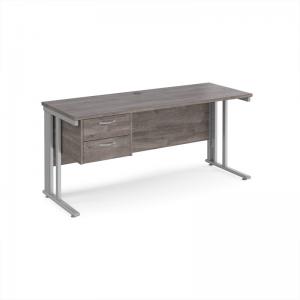 Maestro 25 straight desk 1600mm x 600mm with 2 drawer pedestal -