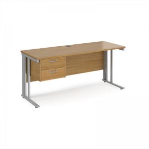 Maestro 25 straight desk 1600mm x 600mm with 2 drawer pedestal -