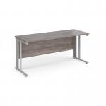 Maestro 25 straight desk 1600mm x 600mm - silver cable managed leg frame and grey oak top
