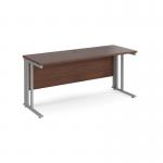 Maestro 25 straight desk 1600mm x 600mm - silver cable managed leg frame, walnut top MCM616SW