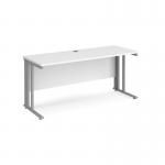 Maestro 25 straight desk 1600mm x 600mm - silver cable managed leg frame, white top MCM616SWH