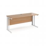 Maestro 25 straight desk 1600mm x 600mm - white cable managed leg frame, beech top MCM616WHB