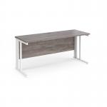 Maestro 25 straight desk 1600mm x 600mm - white cable managed leg frame, grey oak top MCM616WHGO