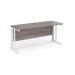 Maestro 25 straight desk 1600mm x 600mm - white cable managed leg frame, grey oak top MCM616WHGO