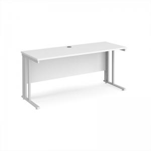 Maestro 25 straight desk 1600mm x 600mm - white cable managed leg