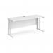 Maestro 25 straight desk 1600mm x 600mm - white cable managed leg frame, white top MCM616WHWH