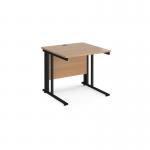 Maestro 25 straight desk 800mm x 800mm - black cable managed leg frame and beech top