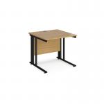 Maestro 25 straight desk 800mm x 800mm - black cable managed leg frame and oak top