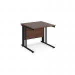 Maestro 25 straight desk 800mm x 800mm - black cable managed leg frame and walnut top