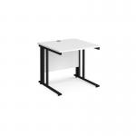 Maestro 25 straight desk 800mm x 800mm - black cable managed leg frame, white top MCM8KWH