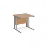 Maestro 25 straight desk 800mm x 800mm - silver cable managed leg frame and beech top