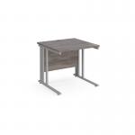 Maestro 25 straight desk 800mm x 800mm - silver cable managed leg frame and grey oak top