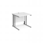 Maestro 25 straight desk 800mm x 800mm - silver cable managed leg frame, white top MCM8SWH