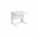 Maestro 25 straight desk 800mm x 800mm - white cable managed leg frame and white top