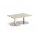 Monza rectangular coffee table with flat round brushed steel bases 1200mm x 800mm - made to order MCR1200-BS