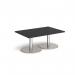 Monza rectangular coffee table with flat round brushed steel bases 1200mm x 800mm - Black MCR1200-BS-BK