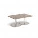 Monza rectangular coffee table with flat round brushed steel bases 1200mm x 800mm - barcelona walnut MCR1200-BS-BW