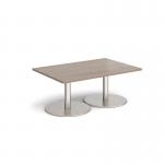 Monza rectangular coffee table with flat round brushed steel bases 1200mm x 800mm - barcelona walnut MCR1200-BS-BW