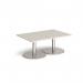 Monza rectangular coffee table with flat round brushed steel bases 1200mm x 800mm - Light Grey MCR1200-BS-LG