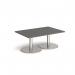 Monza rectangular coffee table with flat round brushed steel bases 1200mm x 800mm - Onyx Grey MCR1200-BS-OG