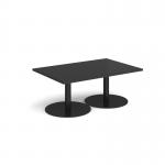 Monza rectangular coffee table with flat round black bases 1200mm x 800mm - Black MCR1200-K-BK