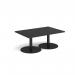 Monza rectangular coffee table with flat round black bases 1200mm x 800mm - Black MCR1200-K-BK
