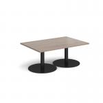 Monza rectangular coffee table with flat round black bases 1200mm x 800mm - barcelona walnut MCR1200-K-BW