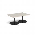 Monza rectangular coffee table with flat round black bases 1200mm x 800mm - Light Grey MCR1200-K-LG