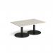 Monza rectangular coffee table with flat round black bases 1200mm x 800mm - Light Grey MCR1200-K-LG