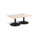 Monza rectangular coffee table with flat round black bases 1200mm x 800mm - maple MCR1200-K-M