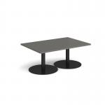 Monza rectangular coffee table with flat round black bases 1200mm x 800mm - Onyx Grey MCR1200-K-OG