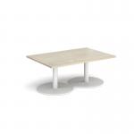 Monza rectangular coffee table with flat round white bases 1200mm x 800mm - made to order MCR1200-WH
