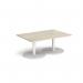 Monza rectangular coffee table with flat round white bases 1200mm x 800mm - made to order MCR1200-WH