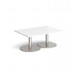 Monza rectangular coffee table with flat round white bases 1200mm x 800mm - made to order MCR1200-WH