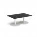 Monza rectangular coffee table with flat round white bases 1200mm x 800mm - Black MCR1200-WH-BK