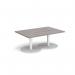 Monza rectangular coffee table with flat round white bases 1200mm x 800mm - grey oak MCR1200-WH-GO