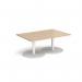 Monza rectangular coffee table with flat round white bases 1200mm x 800mm - kendal oak