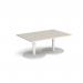 Monza rectangular coffee table with flat round white bases 1200mm x 800mm - Light Grey MCR1200-WH-LG