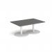 Monza rectangular coffee table with flat round white bases 1200mm x 800mm - Onyx Grey MCR1200-WH-OG