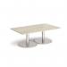 Monza rectangular coffee table with flat round brushed steel bases 1400mm x 800mm - made to order MCR1400-BS