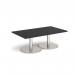 Monza rectangular coffee table with flat round brushed steel bases 1400mm x 800mm - Black MCR1400-BS-BK