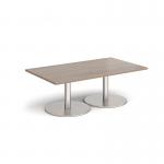 Monza rectangular coffee table with flat round brushed steel bases 1400mm x 800mm - barcelona walnut MCR1400-BS-BW