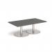 Monza rectangular coffee table with flat round brushed steel bases 1400mm x 800mm - Onyx Grey MCR1400-BS-OG