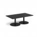Monza rectangular coffee table with flat round black bases 1400mm x 800mm - Black MCR1400-K-BK