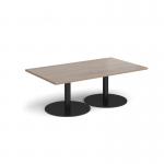 Monza rectangular coffee table with flat round black bases 1400mm x 800mm - barcelona walnut MCR1400-K-BW