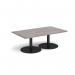 Monza rectangular coffee table with flat round black bases 1400mm x 800mm - grey oak