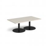 Monza rectangular coffee table with flat round black bases 1400mm x 800mm - Light Grey MCR1400-K-LG